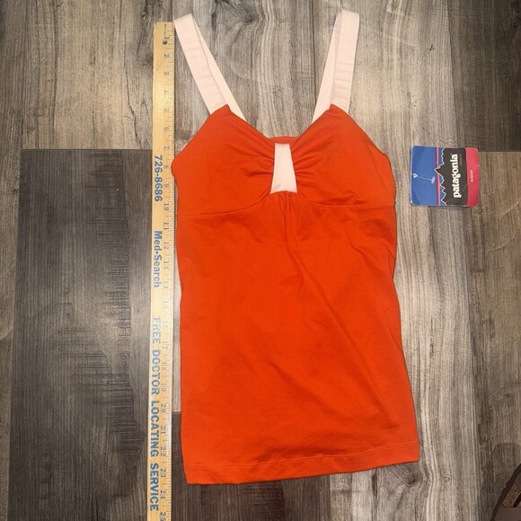 Patagonia Tank Top Womens XS Racerback Athletic Shelf Bra Hiking Gym Orange - Picture 5 of 7